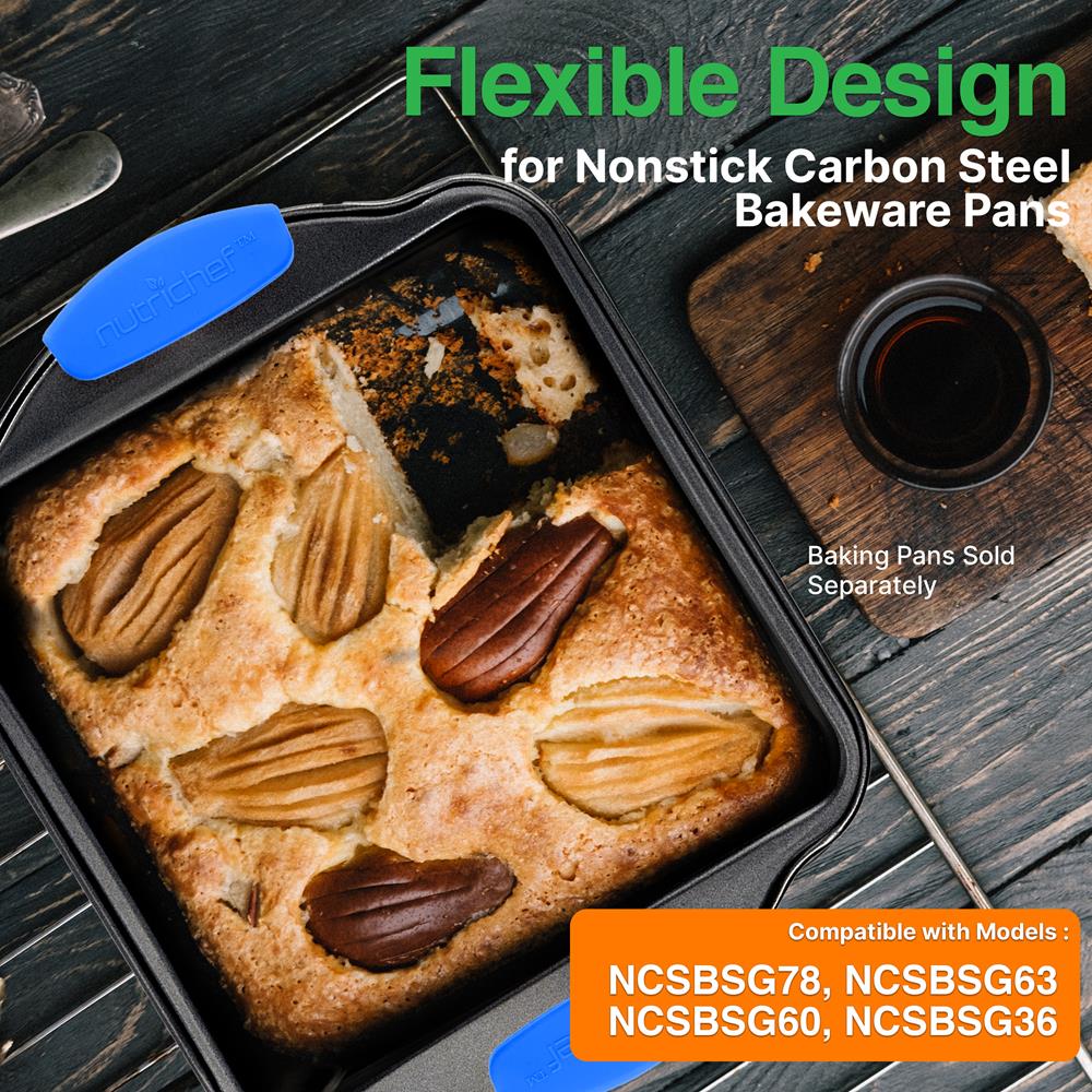 6 Pcs. Blue Silicone Handles - Flexible Design For Nonstick Carbon Steel Bakeware Pans - Compatible With Models: Ncsbsg78, Ncsbsg63, Ncsbsg60, Ncsbsg36 - Image 4