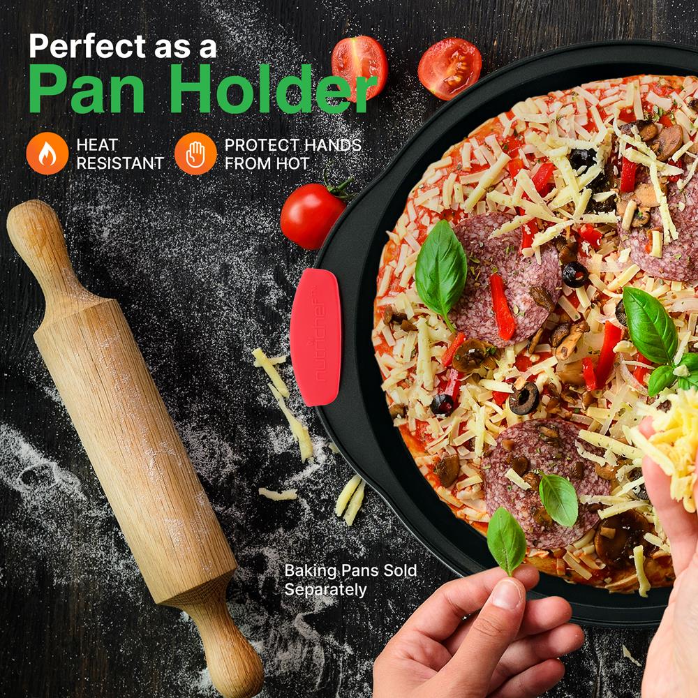 6 Pcs. Red Silicone Handles - Flexible Design For Nonstick Carbon Steel Bakeware Pans - Compatible With Models: Ncsbs10S, Ncsbs8S, Ncsbs6S, Ncsbs3S, Ncsbsbl10, Ncsbsbl8, Ncsbsbl6, Ncsbsbl3, Ncbpiz1, Ncbpizx2 - Image 3