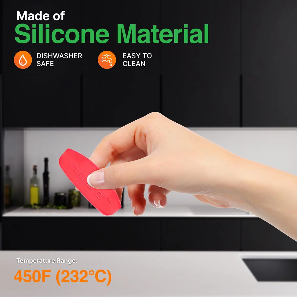 6 Pcs. Red Silicone Handles - Flexible Design For Nonstick Carbon Steel Bakeware Pans - Compatible With Models: Ncsbs10S, Ncsbs8S, Ncsbs6S, Ncsbs3S, Ncsbsbl10, Ncsbsbl8, Ncsbsbl6, Ncsbsbl3, Ncbpiz1, Ncbpizx2 - Image 5