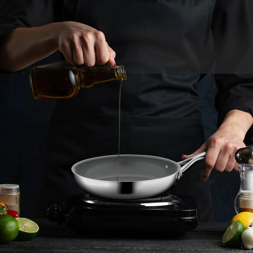 9.5" Fry Pan Non-Stick Coating Stainless Steel Handles - Image 4