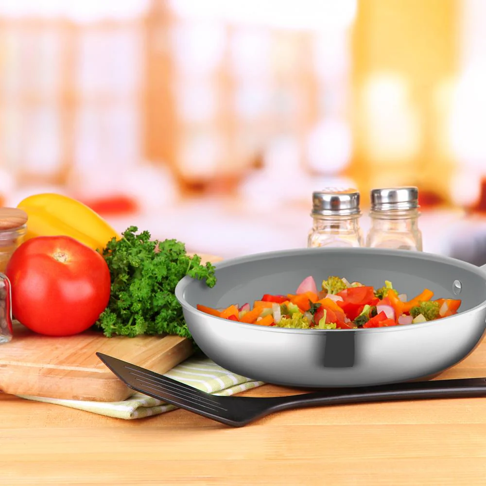 9.5" Fry Pan Non-Stick Coating Stainless Steel Handles - Image 6