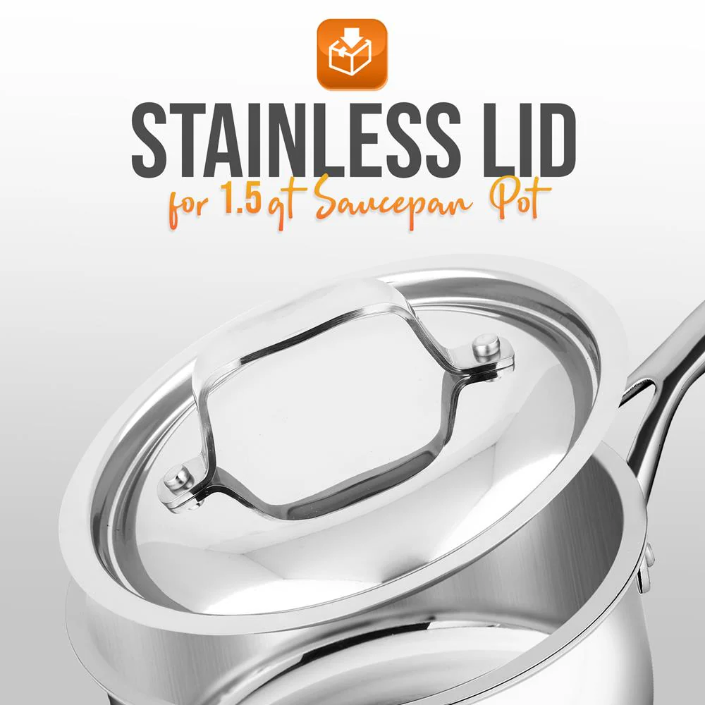 Lid For 1.5 Quart Saucepan Pot - Stainless Steel Lid, Works With Model Number: Ncssx45 - Image 2