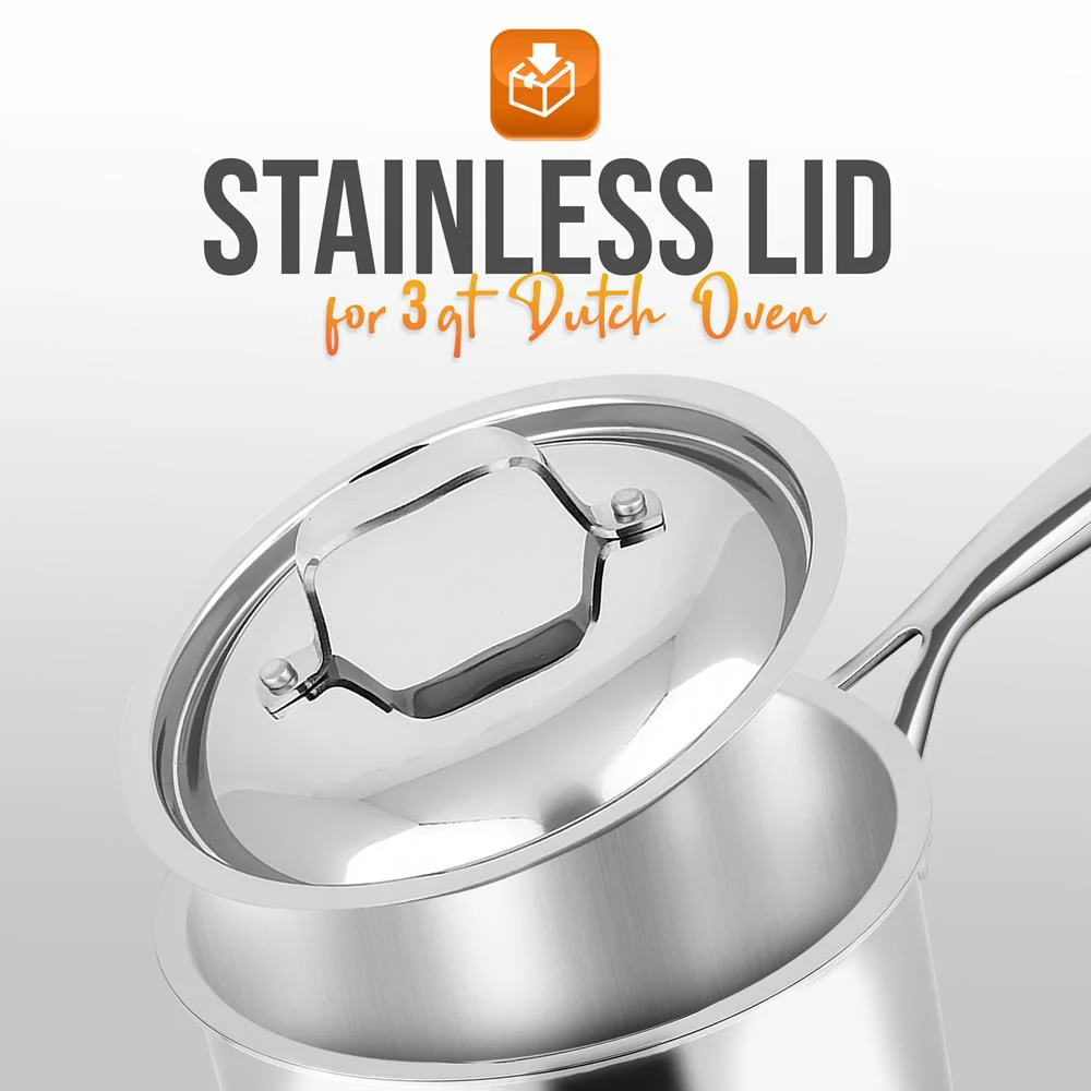Lid For 3 Quart Sauce Pan - Stainless Steel Lids, Works With Model Number: Ncssx45 - Image 2