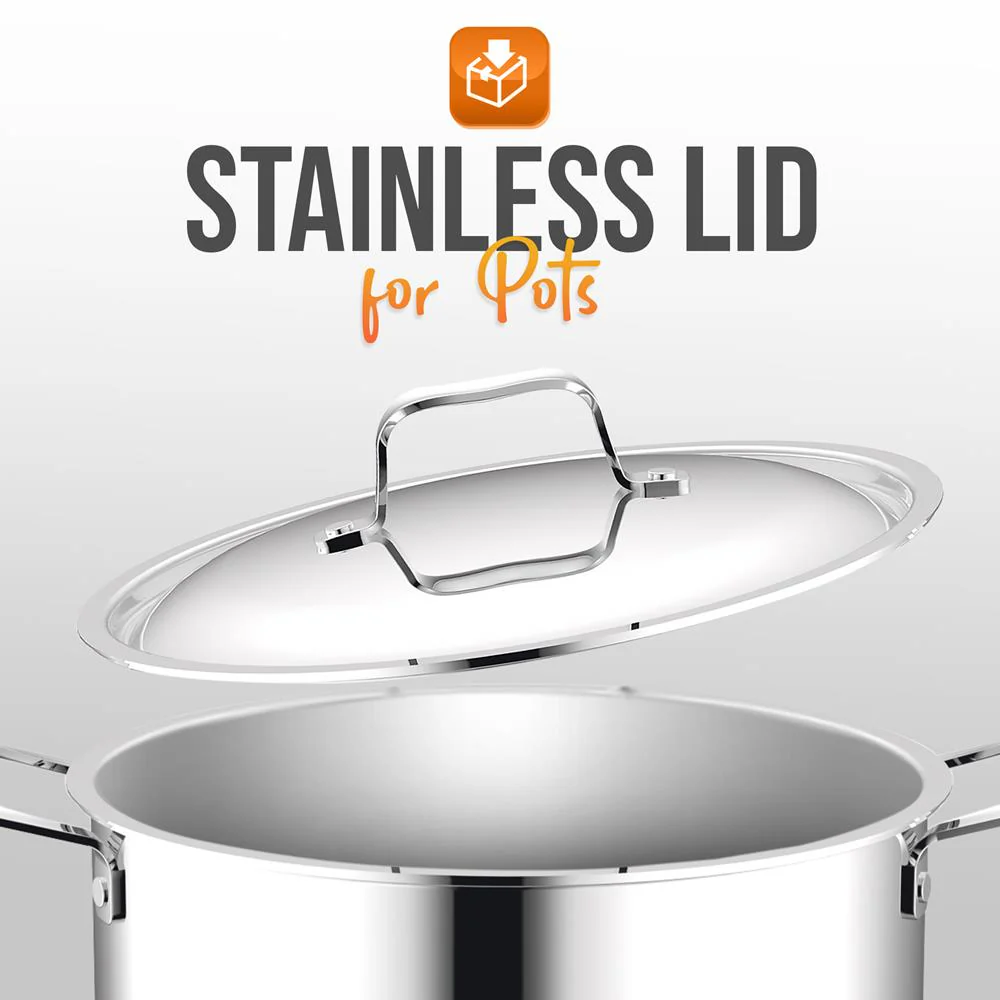 Stainless Steel Lids For Pots - Lid For 3.4 Qt Saute Pan, 8 Qt. Stock Pot, Steamer Insert, And For 8 Qt Stockpot, Works With Model Number: Ncssx45 - Image 2