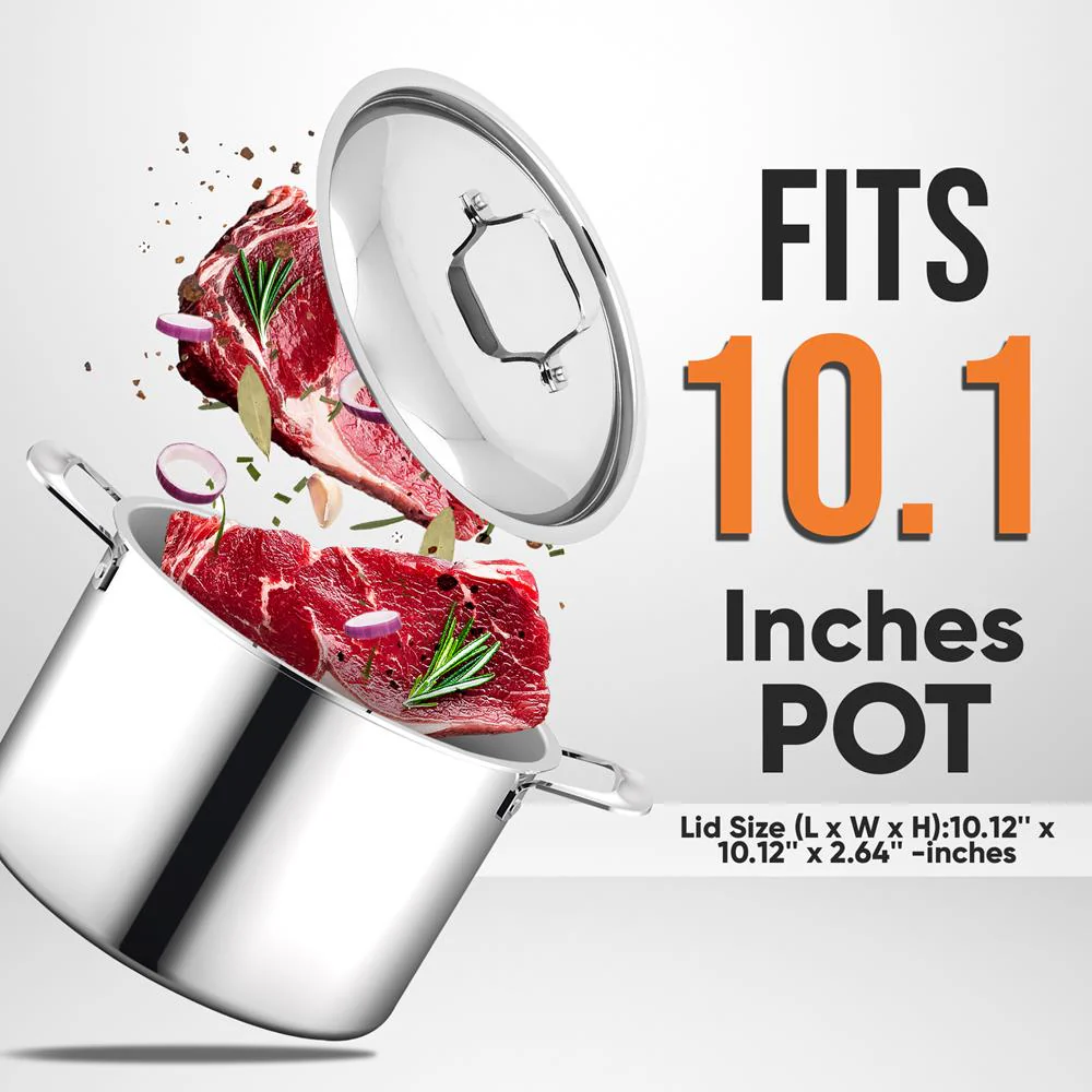 Stainless Steel Lids For Pots - Lid For 3.4 Qt Saute Pan, 8 Qt. Stock Pot, Steamer Insert, And For 8 Qt Stockpot, Works With Model Number: Ncssx45 - Image 3