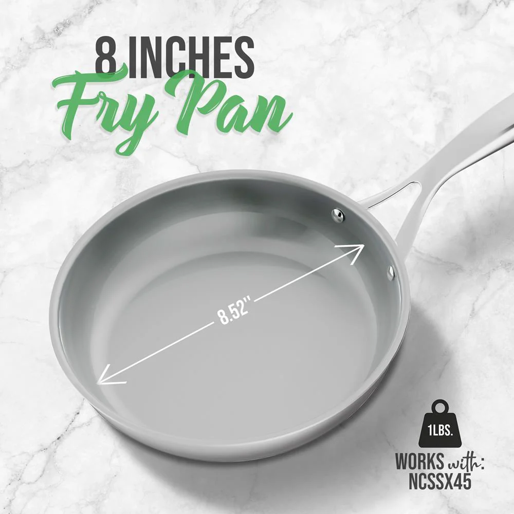 8" Fry Pan Non-Stick Coating Stainless Steel Easy-Clean Dishwasher Safe - Image 2