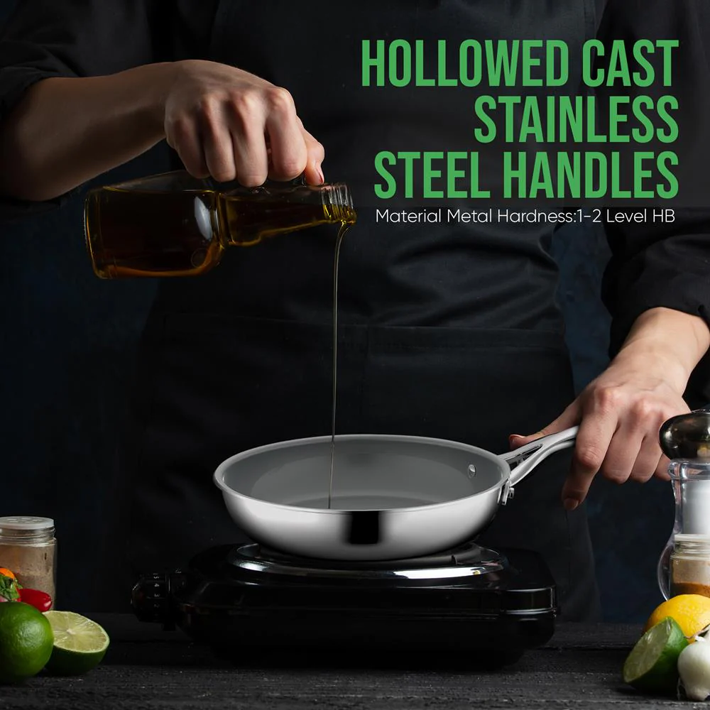 8" Fry Pan Non-Stick Coating Stainless Steel Easy-Clean Dishwasher Safe - Image 4
