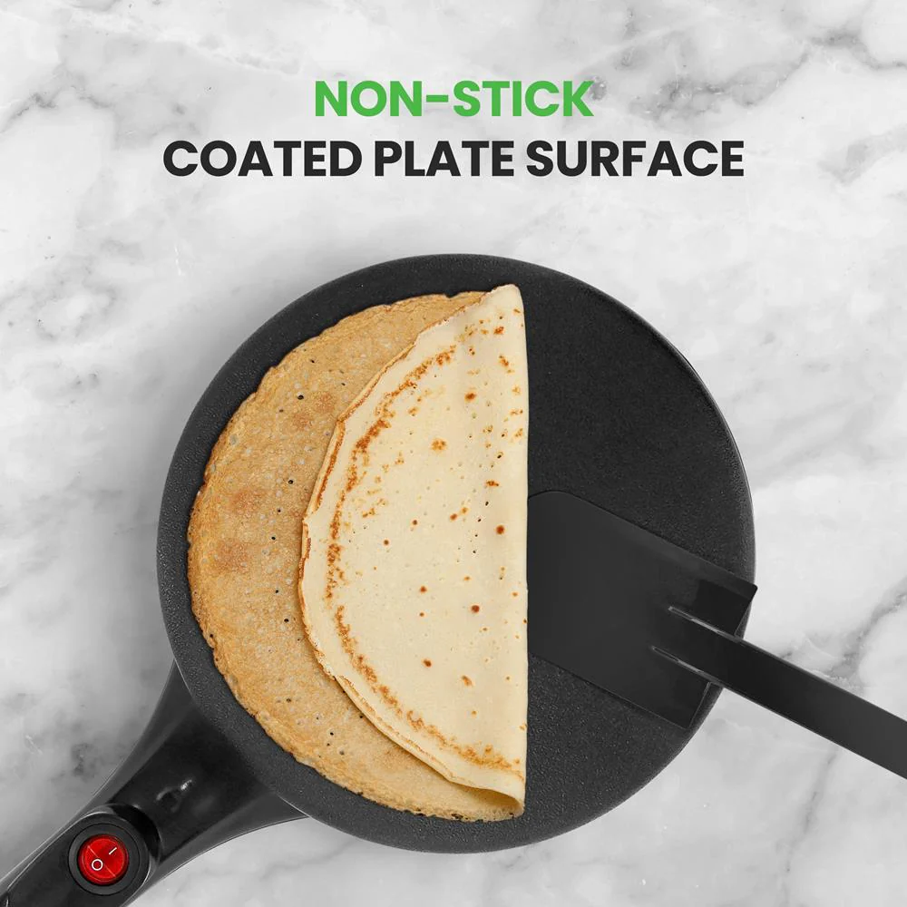 Electric Crepe Maker, Nonstick 8" Griddle, Auto Temp Control, Cool-Touch Handle - Image 4
