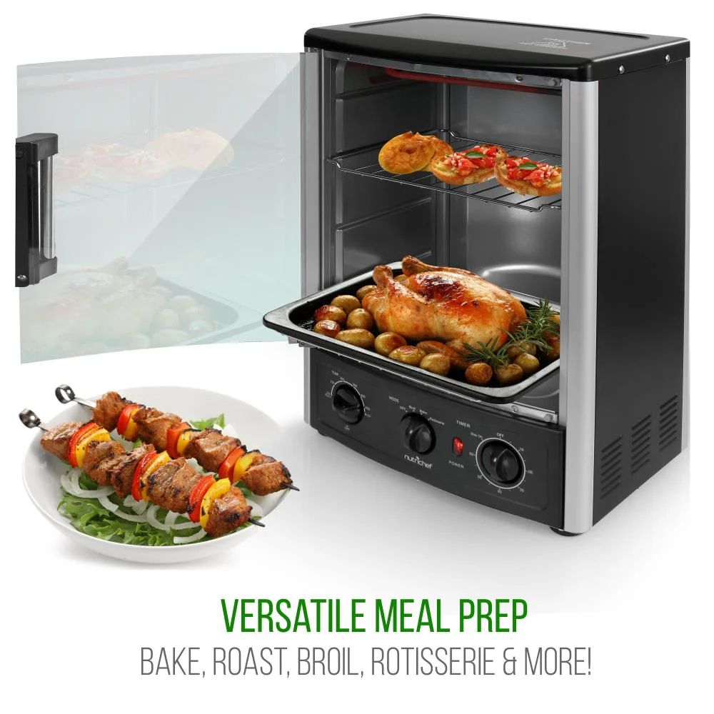 Vertical Rotisserie Oven, 2 Shelves, 1500W, Tempered Glass Door - Image 2