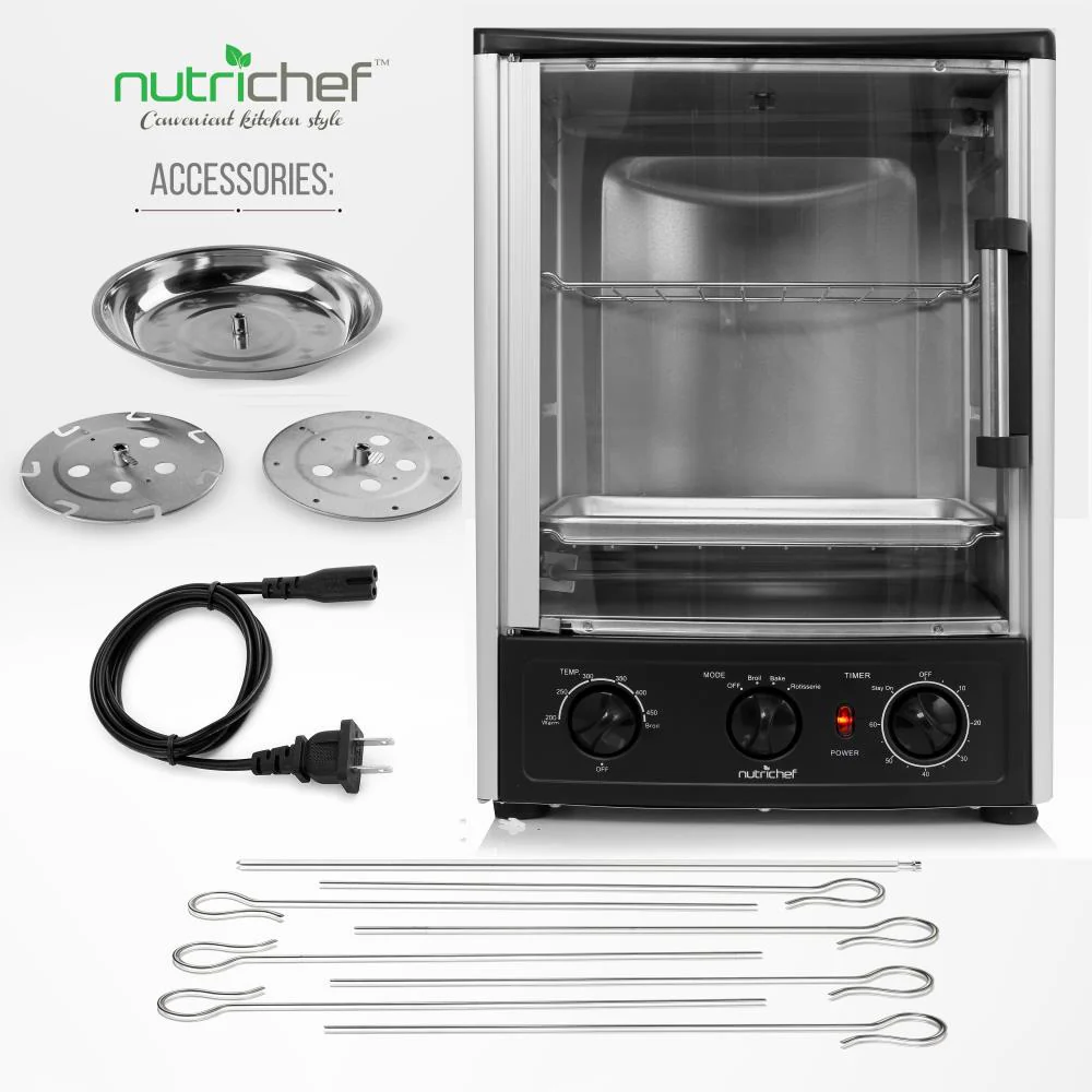 Vertical Rotisserie Oven, 2 Shelves, 1500W, Tempered Glass Door - Image 3