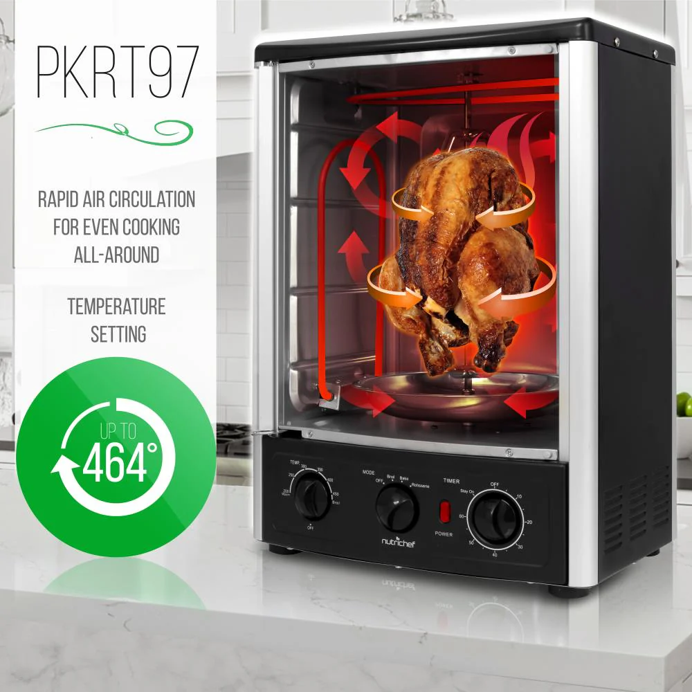 Vertical Rotisserie Oven, 2 Shelves, 1500W, Tempered Glass Door - Image 4