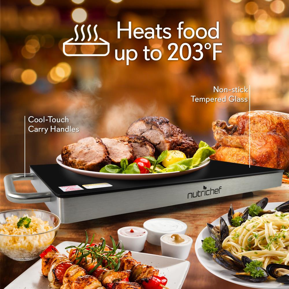 Electric Warming Tray / Food Warmer With Non-Stick Heat-Resistant Glass Plate (19.8'' X 11.9'' Heating Surface) - Image 3
