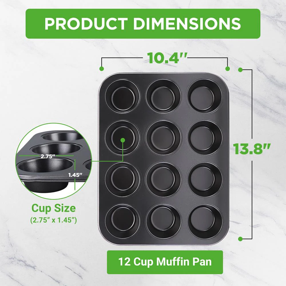 12 Cup Muffin Pan - Deluxe Nonstick Gray Coating Inside & Outside, Compatible With Model: Ncbs10S (Gray) - Image 3