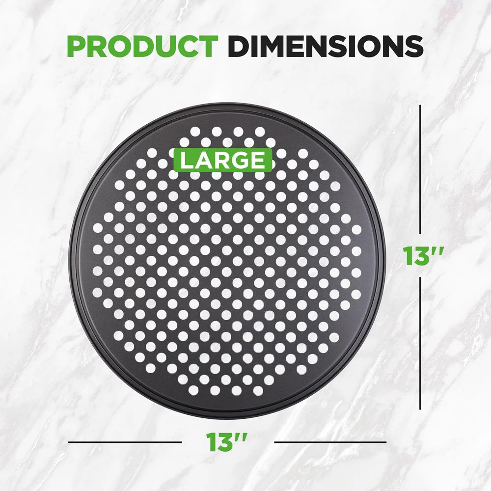 Nonstick Pizza Pan 12.8" - Even Baking, Carbon Steel, Gray - Image 3