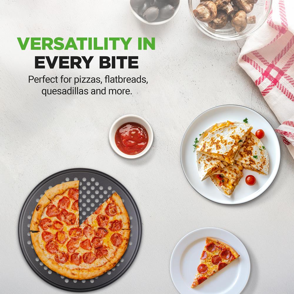 Nonstick Pizza Pan 12.8" - Even Baking, Carbon Steel, Gray - Image 8