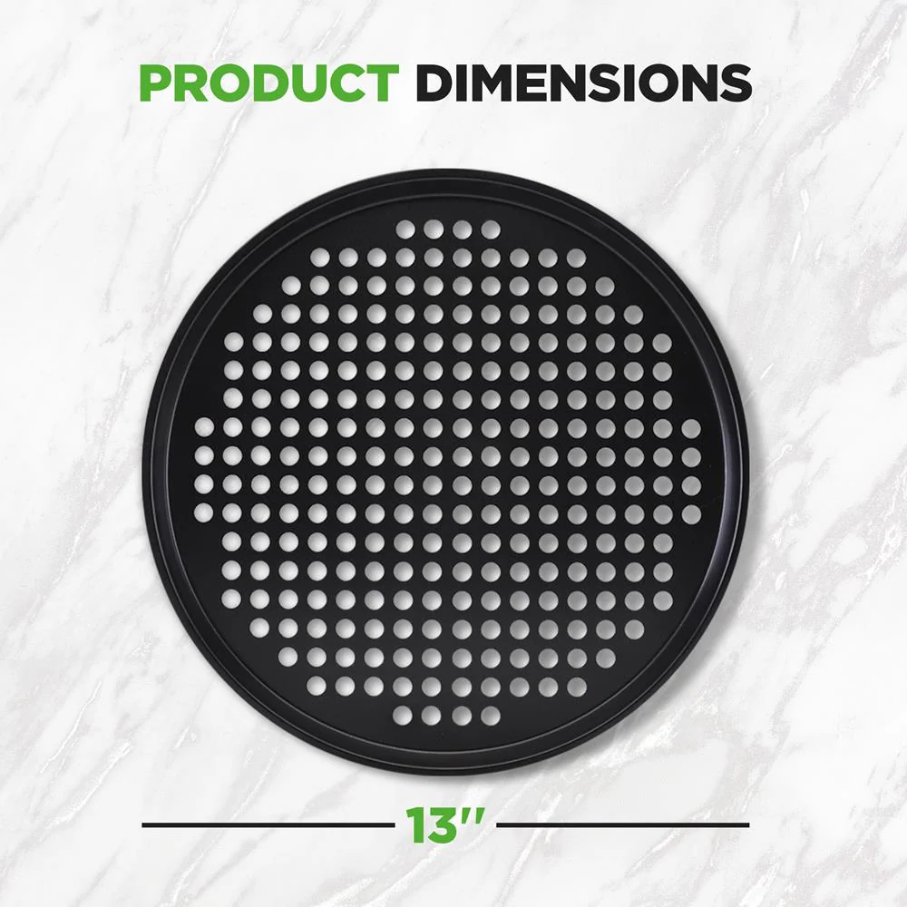Nonstick 13" Pizza Pan Set of 10, Easy Clean Carbon Steel, Gray - Image 4