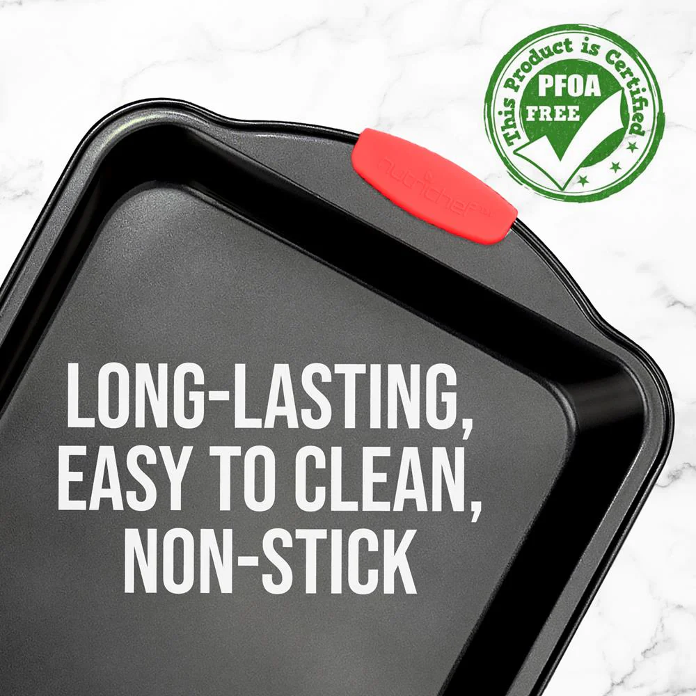 Non-Stick Baking Pan - Deluxe Nonstick Gray Coating Inside And Outside With Red Silicone Handles, Compatible With Models: Ncsbs10S, Ncsbs8S, Ncsbs6S (Black) - Image 3