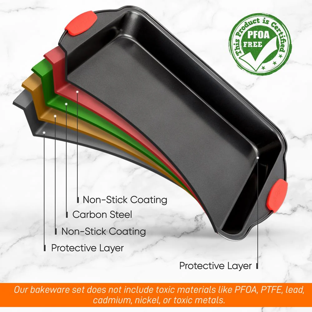 Non-Stick Baking Pan - Deluxe Nonstick Gray Coating Inside And Outside With Red Silicone Handles, Compatible With Models: Ncsbs10S, Ncsbs8S, Ncsbs6S (Black) - Image 5