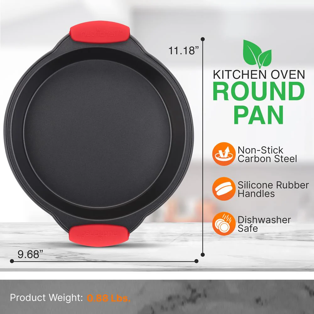 Non-Stick Round Pan - Deluxe Nonstick Gray Coating Inside & Outside With Red Silicone Handles, Compatible With Models: Ncsbs10S, Ncsbs8S, Ncsbs6S (Black) - Image 2