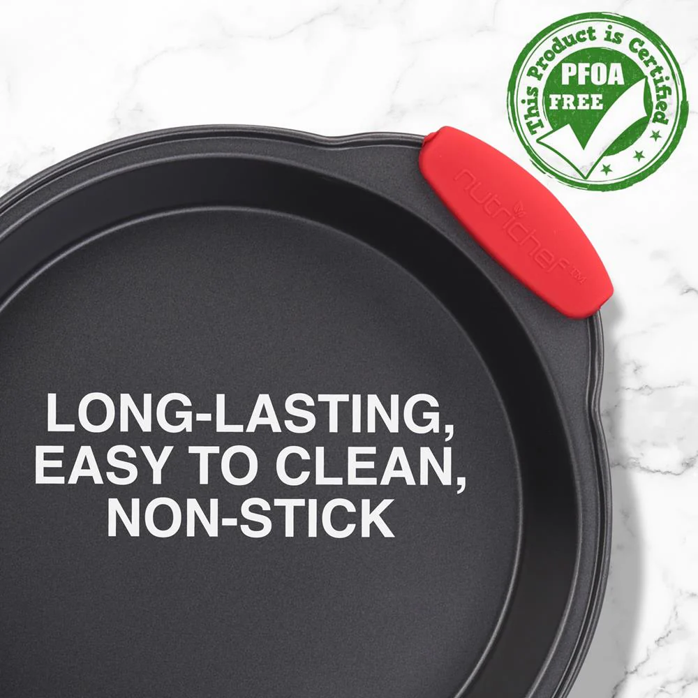 Non-Stick Round Pan - Deluxe Nonstick Gray Coating Inside & Outside With Red Silicone Handles, Compatible With Models: Ncsbs10S, Ncsbs8S, Ncsbs6S (Black) - Image 3
