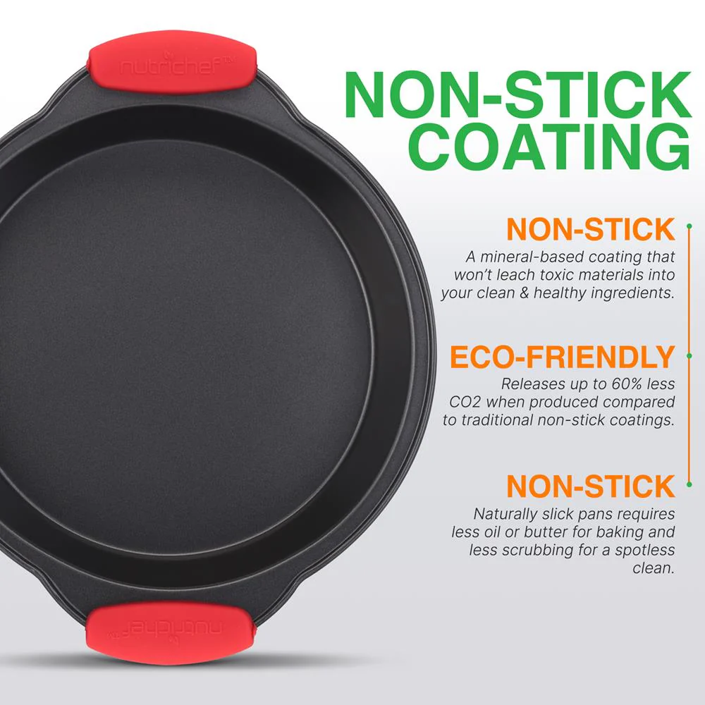 Non-Stick Round Pan - Deluxe Nonstick Gray Coating Inside & Outside With Red Silicone Handles, Compatible With Models: Ncsbs10S, Ncsbs8S, Ncsbs6S (Black) - Image 5