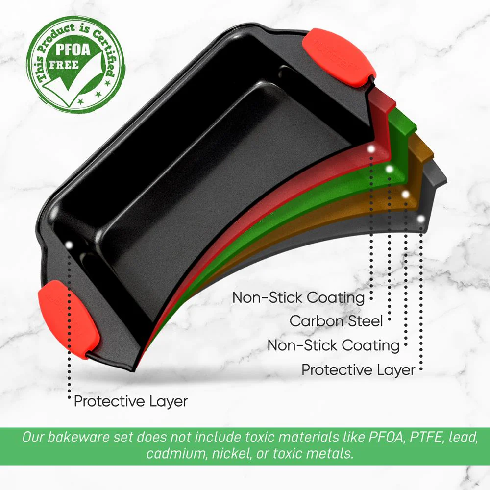 Non-Stick Square Pan - Deluxe Nonstick Gray Coating Inside And Outside With Red Silicone Handles, Compatible With Models: Ncsbs10S, Ncsbs8S, Ncsbs6S (Black) - Image 5