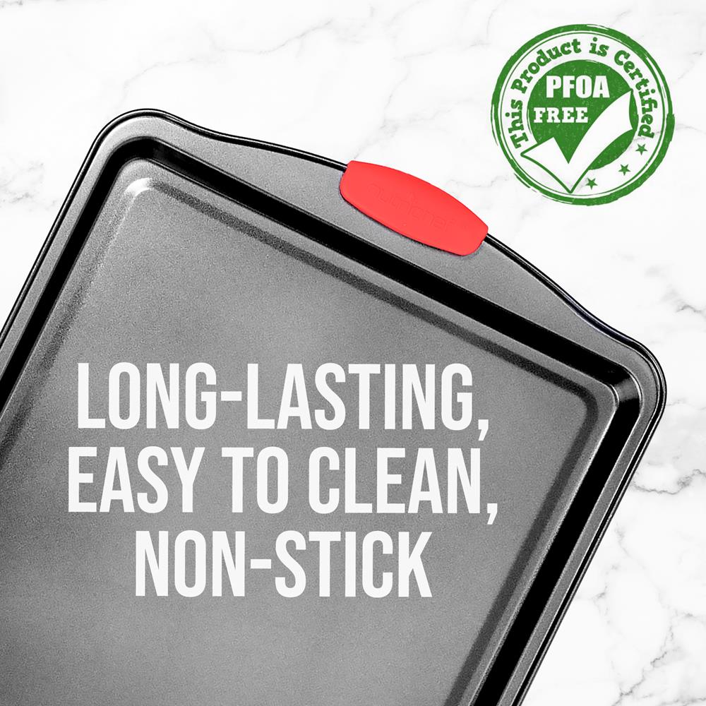 Large Cookie Sheet - Deluxe Nonstick Gray Coating Inside & Outside With Red Silicone Handles, Compatible With Model: Ncsbs3S (Black) - Image 3