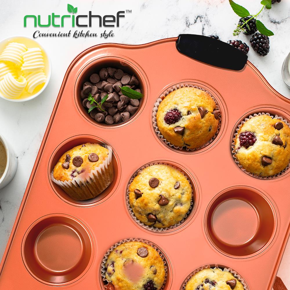 12 Cup Muffin Pan - Nonstick Carbon Steel Bake Pan With Black Silicone Handles, Compatible With Models: Ncsbs54S, Ncsbs52S (Copper) - Image 4