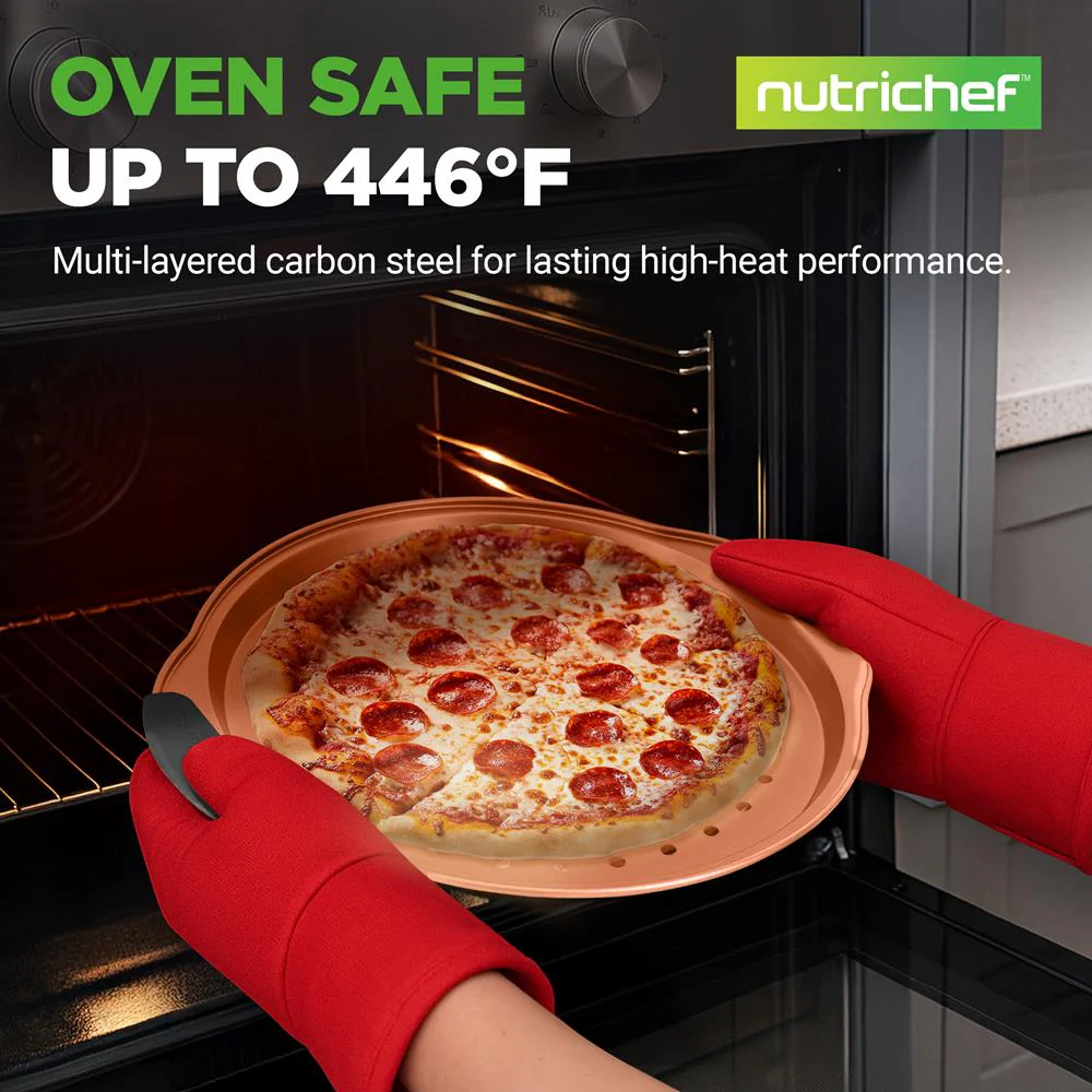 13" Nonstick Pizza Tray - Easy Clean Carbon Steel, Copper - Image 6