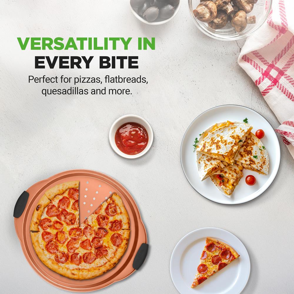 13" Nonstick Pizza Tray - Easy Clean Carbon Steel, Copper - Image 8