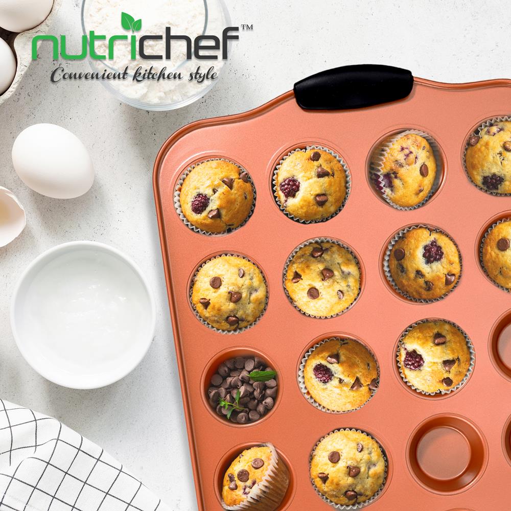 24 Cup Muffin Pan - Nonstick Carbon Steel Bake Pan With Blue Silicone Handles, Compatible With Model: Ncsbs54S (Copper) - Image 4