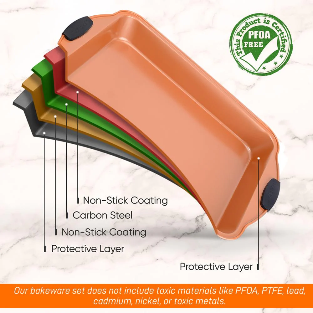Non-Stick Baking Pan - Flexible Nonstick Carbon Steel Bake Pan With Black Silicone Handles, Compatible With Models: Ncsbs54S, Ncsbs52S (Copper) - Image 5