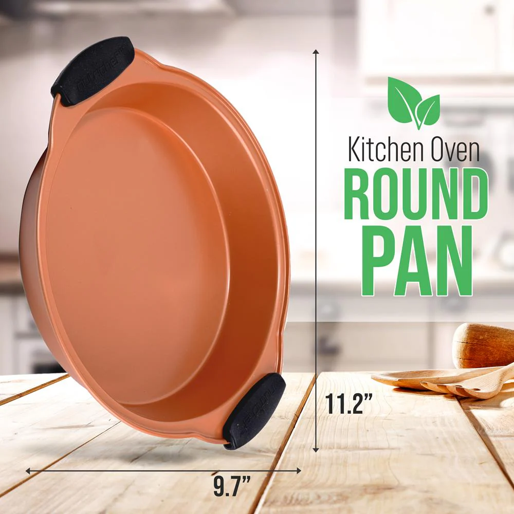 Non-Stick Round Pan - Nonstick Carbon Steel Bake Pan With Black Silicone Handles, Compatible With Models: Ncsbs54S, Ncsbs52S (Copper) - Image 2