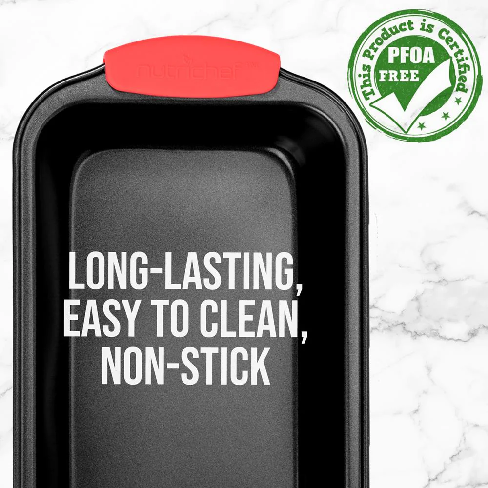 Non-Stick Loaf Pan - Deluxe Nonstick Gray Coating Inside And Outside With Red Silicone Handles, Compatible With Models: Ncsbs10S, Ncsbs8S, Ncsbs6S (Black) - Image 3