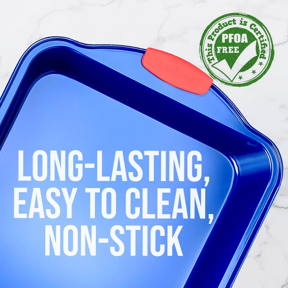 Non-Stick Baking Pan - Deluxe Nonstick Blue Coating Inside And Outside With Red Silicone Handles, Compatible With Models: Ncsbsbl10, Ncsbsbl8, Ncsbsbl6 (Blue) - Image 3