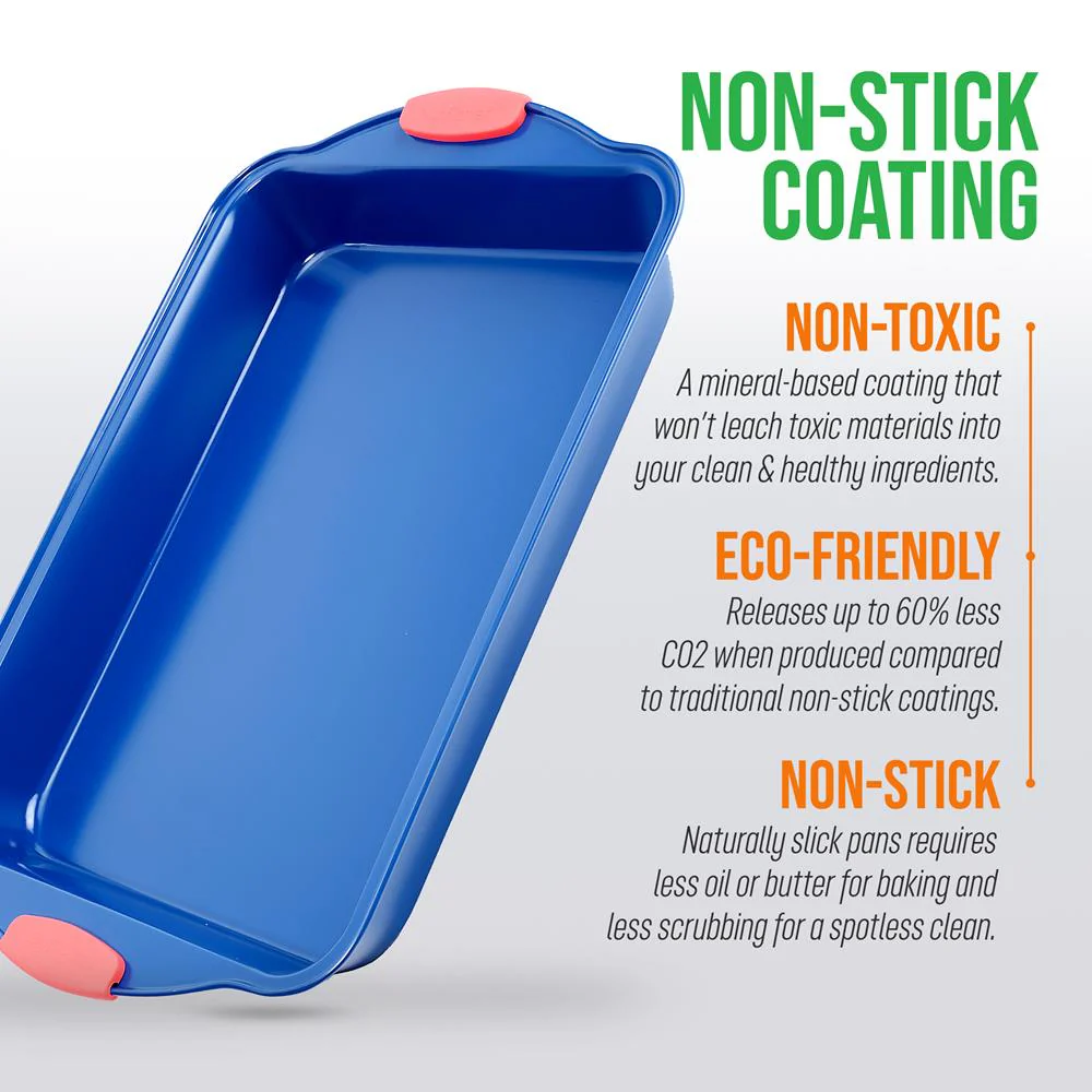 Non-Stick Baking Pan - Deluxe Nonstick Blue Coating Inside And Outside With Red Silicone Handles, Compatible With Models: Ncsbsbl10, Ncsbsbl8, Ncsbsbl6 (Blue) - Image 6