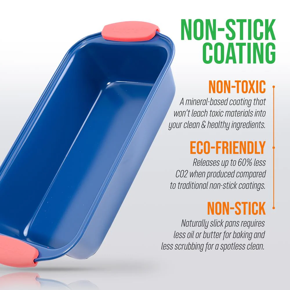 Non-Stick Loaf Pan - Deluxe Nonstick Blue Coating Inside And Outside With Red Silicone Handles, Compatible With Models: Ncsbsbl10, Ncsbsbl8, Ncsbsbl6 (Blue) - Image 6