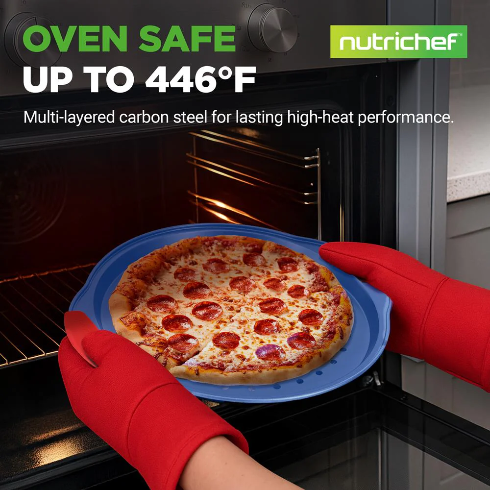 Non-Stick Pizza Pan - Deluxe Nonstick Blue Coating Inside & Outside With Red Silicone Handles, Compatible With Models: Ncsbsbl8, Ncsbsbl10 (Blue) - Image 6