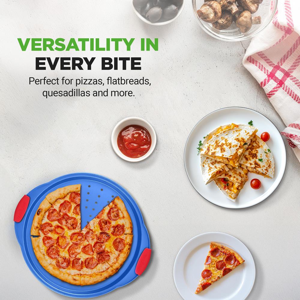 Non-Stick Pizza Pan - Deluxe Nonstick Blue Coating Inside & Outside With Red Silicone Handles, Compatible With Models: Ncsbsbl8, Ncsbsbl10 (Blue) - Image 8