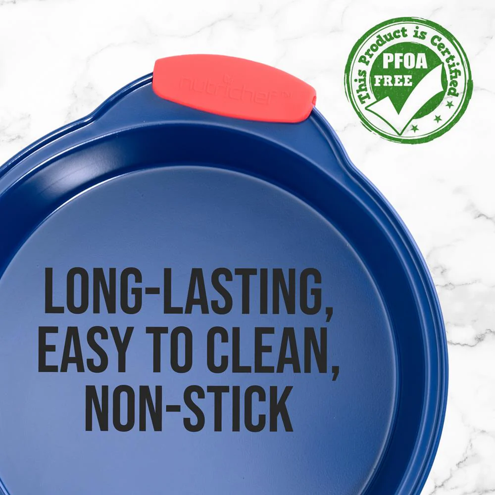 Non-Stick Round Pan - Deluxe Nonstick Blue Coating Inside & Outside With Red Silicone Handles, Compatible With Models: Ncsbsbl10, Ncsbsbl8, Ncsbsbl6 (Blue) - Image 3