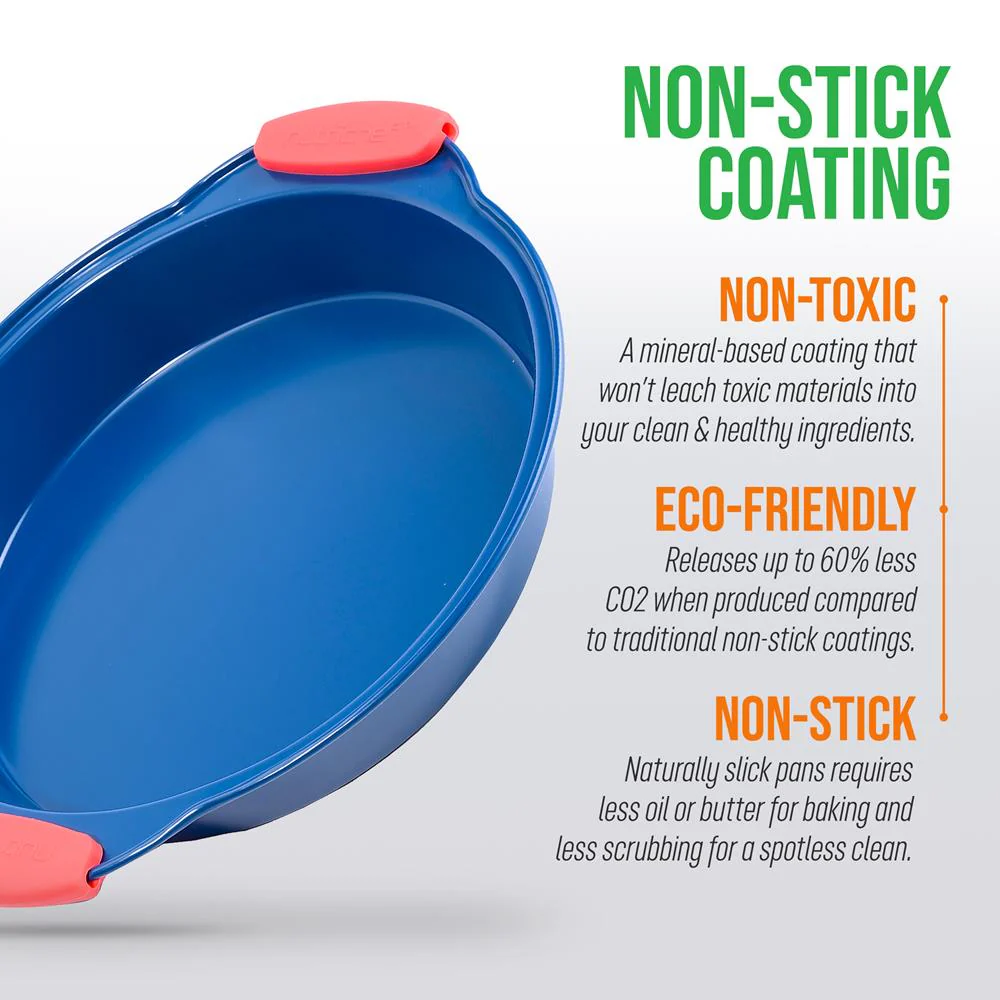 Non-Stick Round Pan - Deluxe Nonstick Blue Coating Inside & Outside With Red Silicone Handles, Compatible With Models: Ncsbsbl10, Ncsbsbl8, Ncsbsbl6 (Blue) - Image 6