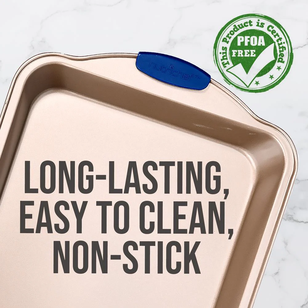 Non-Stick Baking Pan - Deluxe Nonstick Gold Coating Inside And Outside With Blue Silicone Handles, Compatible With Models: Ncsbsg78, Ncsbsg60, Ncsbsg36 (Gold) - Image 3