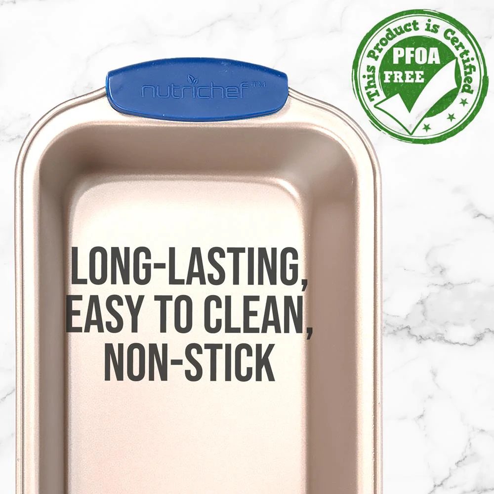 Non-Stick Loaf Pan - Deluxe Nonstick Gold Coating Inside And Outside With Blue Silicone Handles, Compatible With Models: Ncsbsg78, Ncsbsg60, Ncsbsg36 (Gold) - Image 3