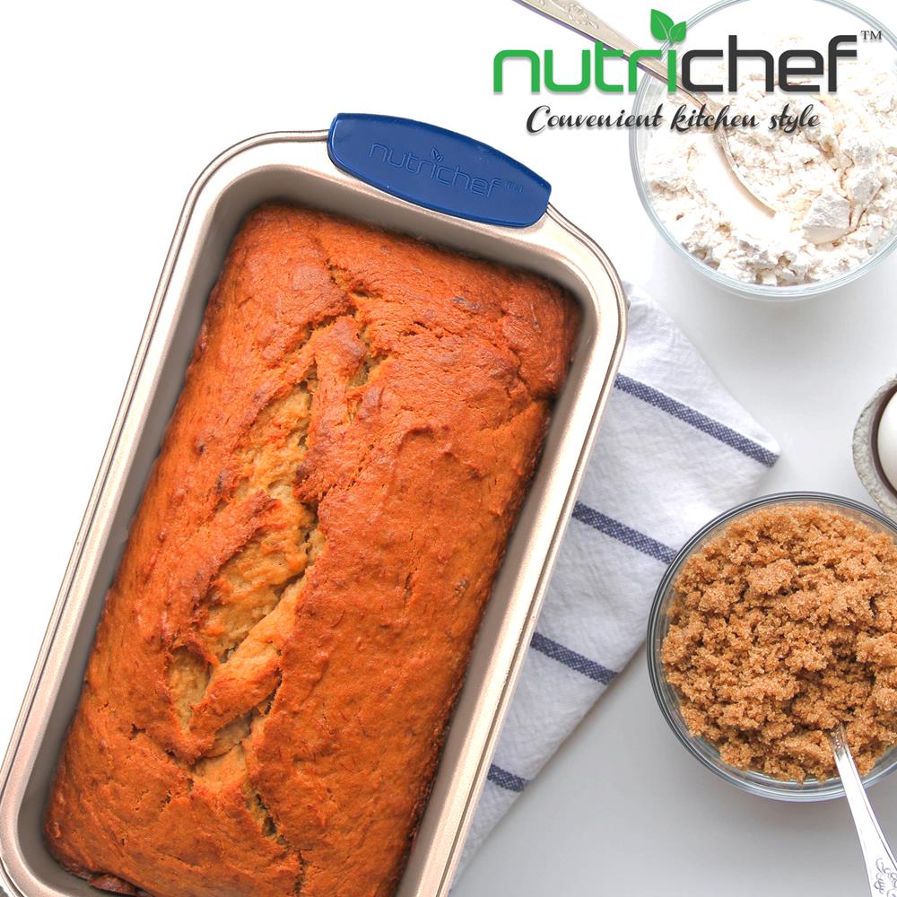 Non-Stick Loaf Pan - Deluxe Nonstick Gold Coating Inside And Outside With Blue Silicone Handles, Compatible With Models: Ncsbsg78, Ncsbsg60, Ncsbsg36 (Gold) - Image 4