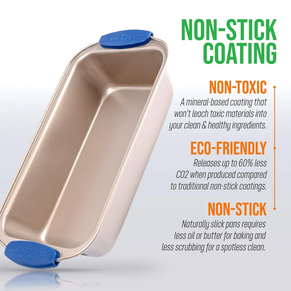 Non-Stick Loaf Pan - Deluxe Nonstick Gold Coating Inside And Outside With Blue Silicone Handles, Compatible With Models: Ncsbsg78, Ncsbsg60, Ncsbsg36 (Gold) - Image 6