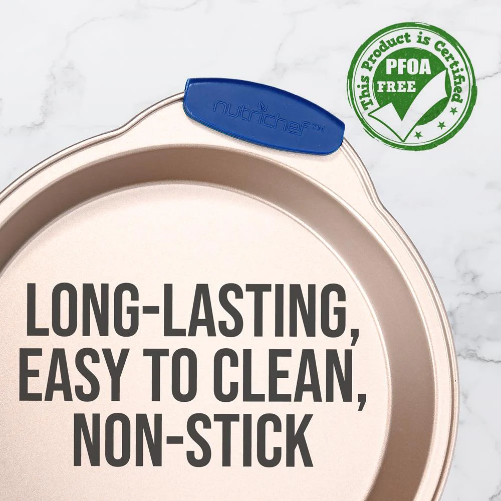 Non-Stick Round Pan - Deluxe Nonstick Gold Coating Inside & Outside With Blue Silicone Handles, Compatible With Models: Ncsbsg78, Ncsbsg60, Ncsbsg36 (Gold) - Image 3
