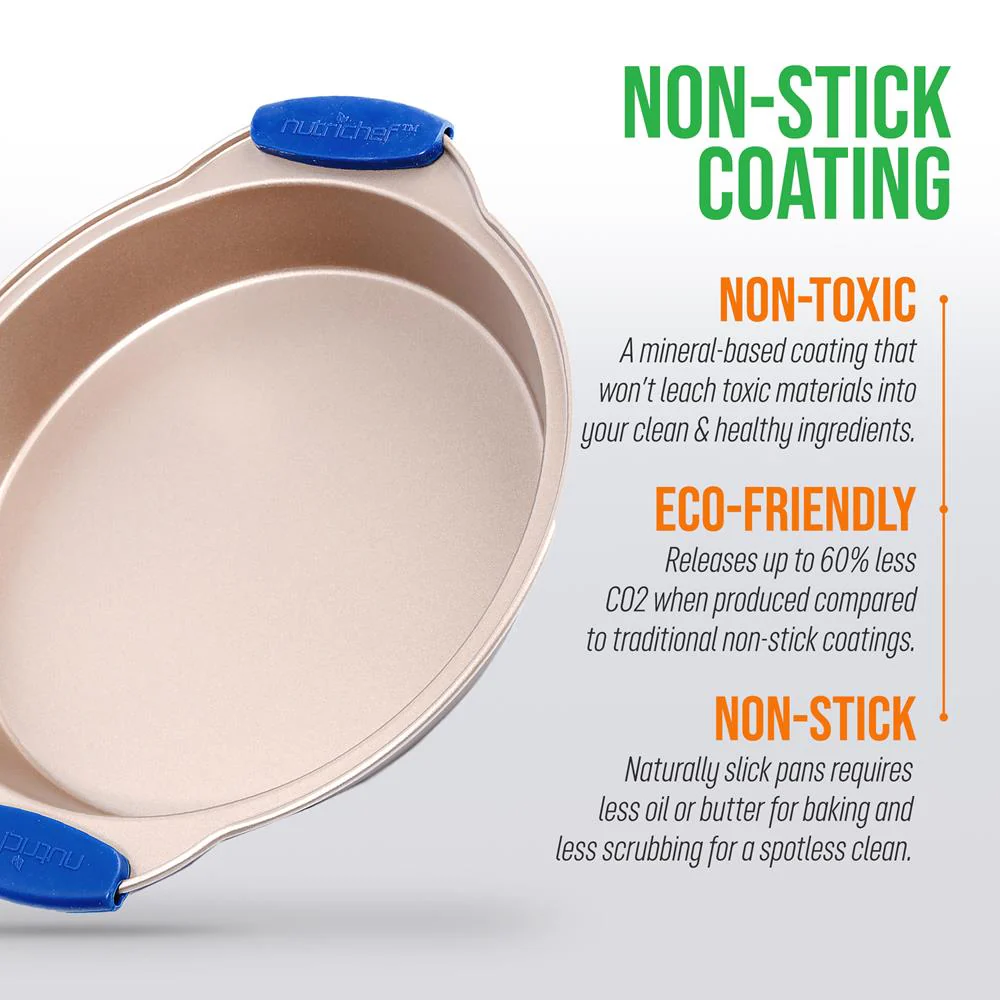 Non-Stick Round Pan - Deluxe Nonstick Gold Coating Inside & Outside With Blue Silicone Handles, Compatible With Models: Ncsbsg78, Ncsbsg60, Ncsbsg36 (Gold) - Image 6