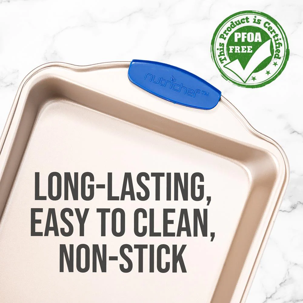Non-Stick Square Pan - Deluxe Nonstick Gold Coating Inside And Outside With Blue Silicone Handles, Compatible With Models: Ncsbsg78, Ncsbsg60, Ncsbsg36 (Gold) - Image 3