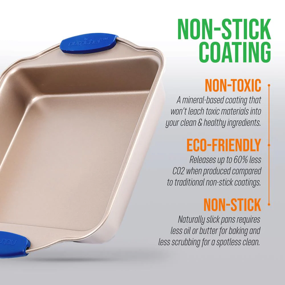 Non-Stick Square Pan - Deluxe Nonstick Gold Coating Inside And Outside With Blue Silicone Handles, Compatible With Models: Ncsbsg78, Ncsbsg60, Ncsbsg36 (Gold) - Image 6