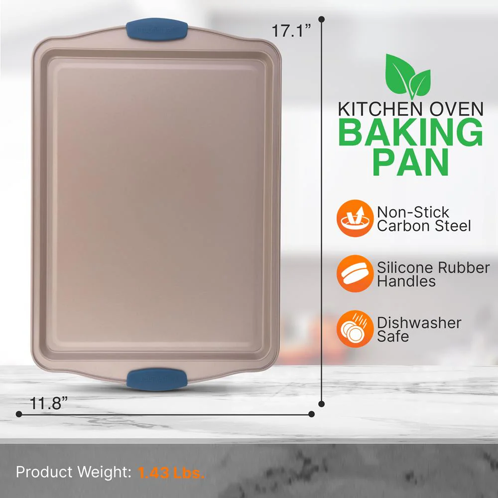 Large Cookie Sheet - Kitchen Oven Baking Pan With Blue Silicone Handles, Compatible With Models: Ncsbsg78, Ncsbsg63, Ncsbsg60, Ncsbsg36 (Gold) - Image 2